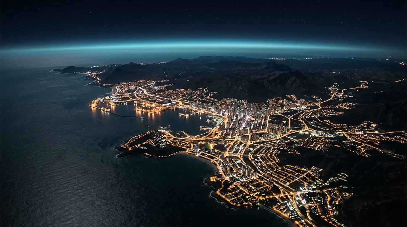 FeedBuzzard page header banner — city lights at night